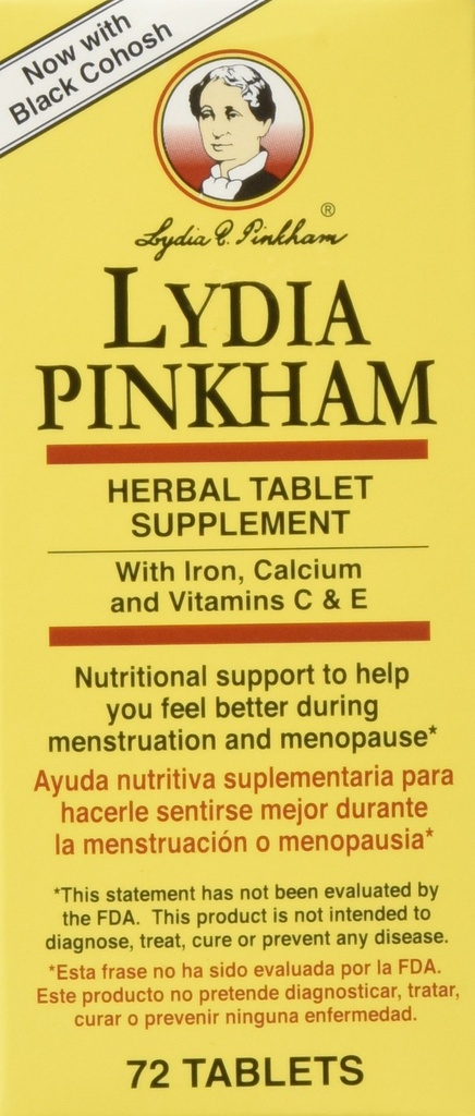 Lydia Pinkham Bylinné tablety pro podporu menstruace a menopauzy, 72 Počet