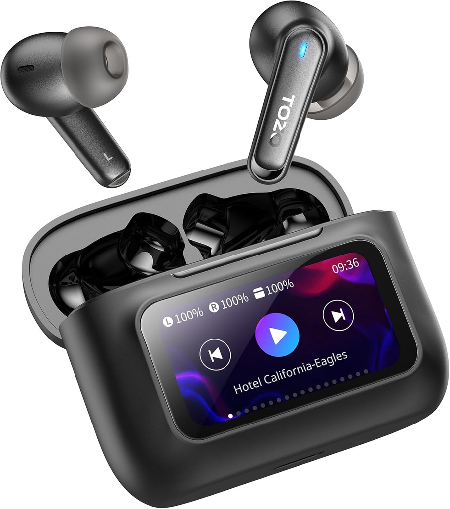 TOZO Barevné Pous Bezdrátové sluchátka s dotykovým displejem Aktivní hluk Zrušení Ušní Buds 4 Mics ENC Clear Call Deep Bass v Uar Bluetooth 5.4 Sluchátko Dlouhé přehrávání IPX6 Vodotěsné 32 EQ přes APP