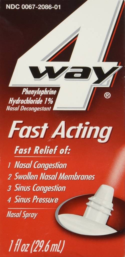 4Way Rychlé působící Nasal Spray pro dospělé a děti 12 +, Sinus Congestion Relief a Nasal Congestion Relief Nasal Spray - 1 Fl Oz Spray Bottle