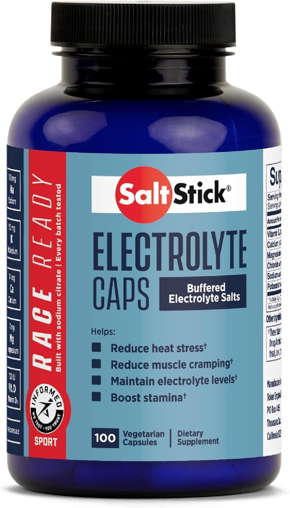Saltstick Race Ready Electrolyte Kapsle 124; Informované Sport Certified Electrolytes IR 124; Salt pilulky / Tablety pro běh 124; Sport Nutrition Hydration, Pomáhá snížit svalové křeče IR 124; 100 Kapsle