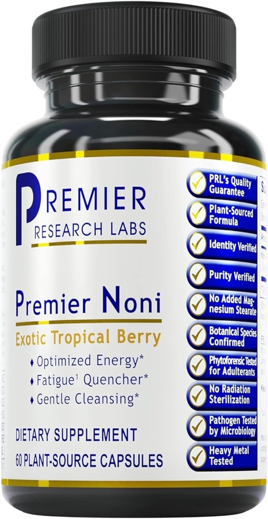 Premier Research Labs Premier Noni - Organic Noni Kapsle, Noni Fruit Powder Pills, Noni Extract dodatek pro Gut Health, Energy & Imunitary Health Support - 60 Vegetariánské Kapsle