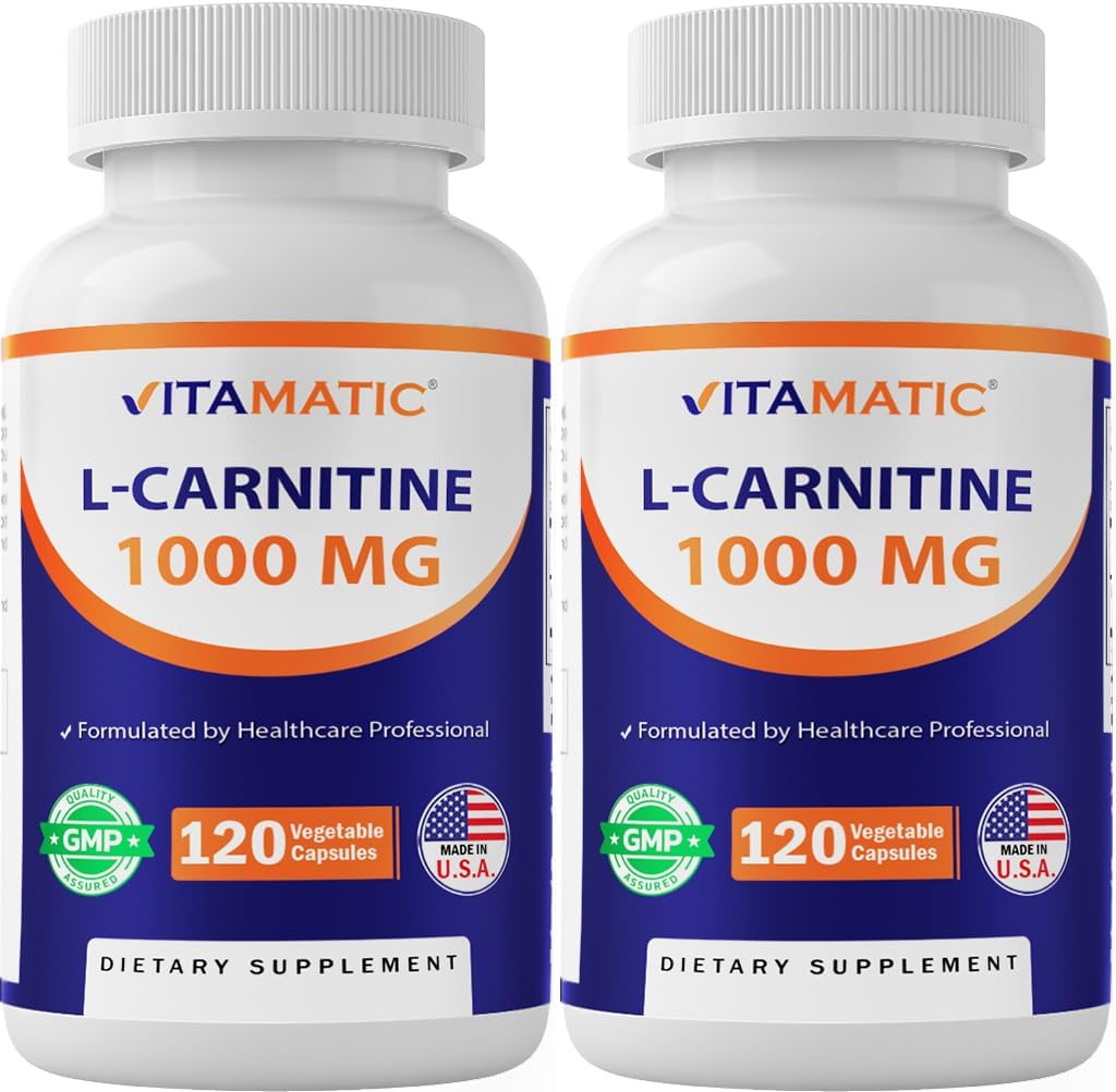 Vitamatic L- karnitin Fumarate 1000 mg - 120 Zeleninové tobolky (2 Lahvičky)