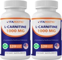 Vitamatic L- karnitin Fumarate 1000 mg - 120 Zeleninové tobolky (2 Lahvičky)