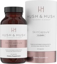 Hush & Shush SkinCapsule ™ Clear +, dodatek pro péči o pleť, Vegan, Akné Léčba obličeje, Čisté Nutracea doplňky, které obsahují vitamín A, kurkuma, kořen pampelišky, zinek - 60 Kapsle