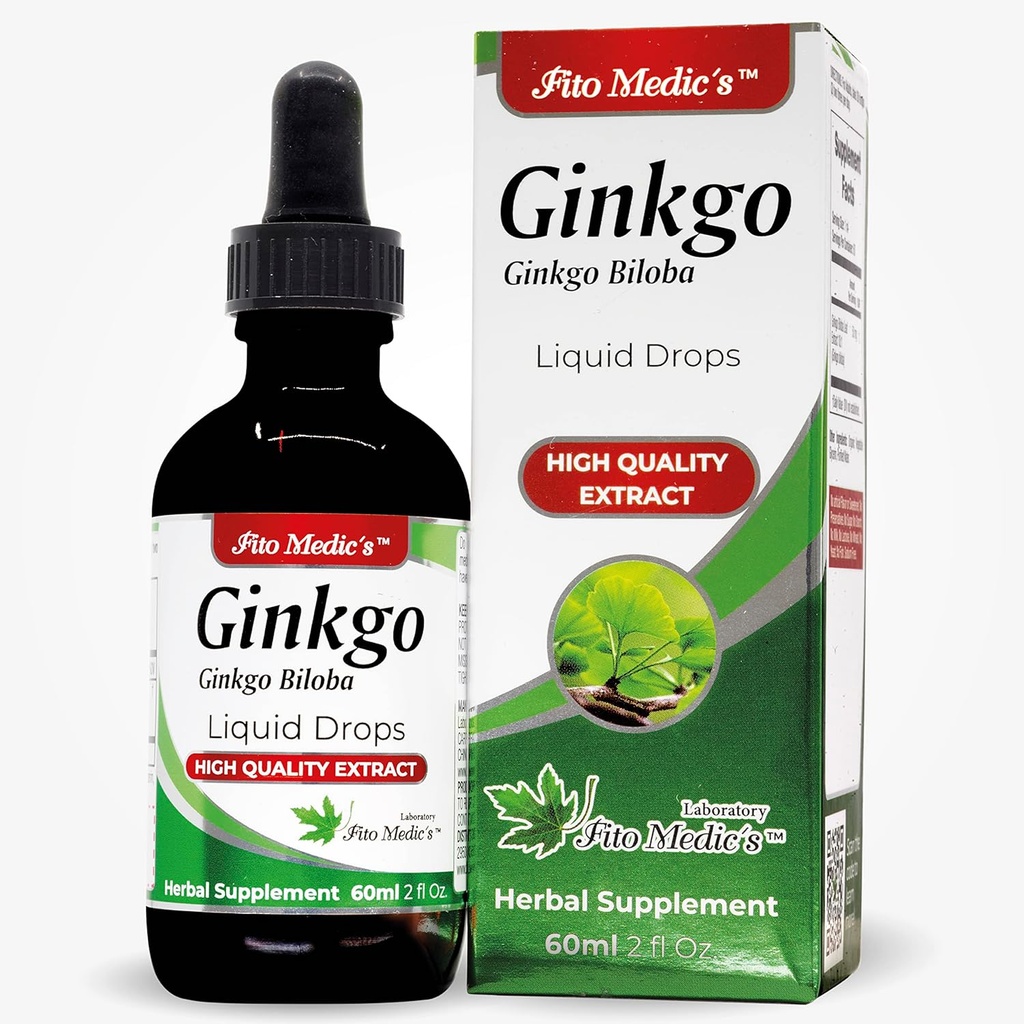 FITO MEDIC 's Lab - Ginkgo biloba, pro paměť a koncentraci, Pure-Ginkgo biloba Extract - Ultra vysoká absorpce, Alkohol zdarma.