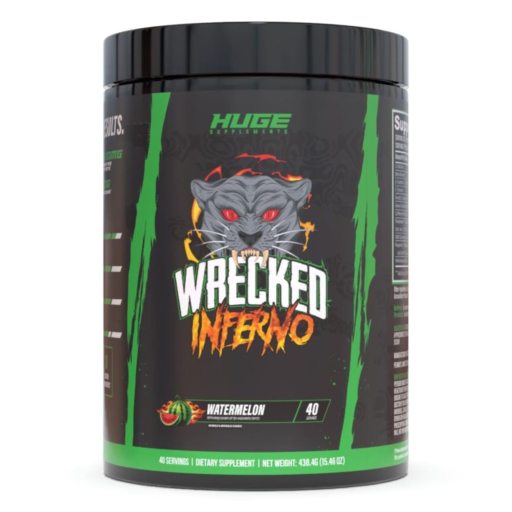 Wrecked Inferno - Termogenní předcvičení pro muže a ženy, zvýšení energie, zvýšení termogeneze a metabolismus, zvýšení výkonu cvičení - Obsahuje L- Citruline, L- karnitin, Beta- Alanin & Více