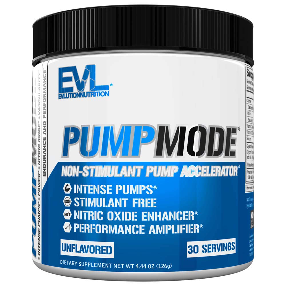 EVL PumpMode Nitric Oxide Supplement - Oxid dusný Booster Pump Pre Workout Powder with Glycerol and Betaine for Muscle Recovery Growth and Endurance - Stim zdarma Pre Workout Drink (Neochucený)