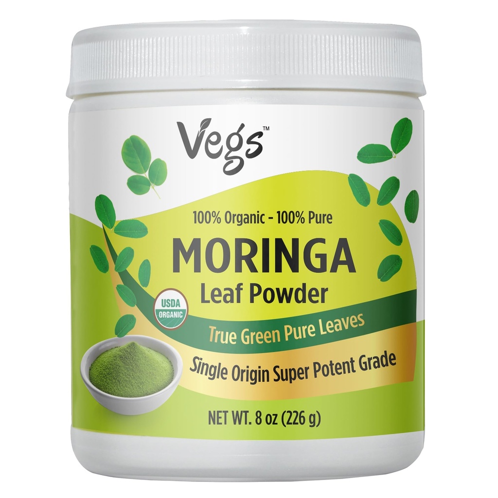 Moringa Powder, The Real Green Freeze Sured Moringa Leaves Organic, Rich Antioxidants, Amino Acids & Nutrients Dense - Native Single Origin, Premium Harvest Moringa Oleifera Leaf Powder, 8 oz