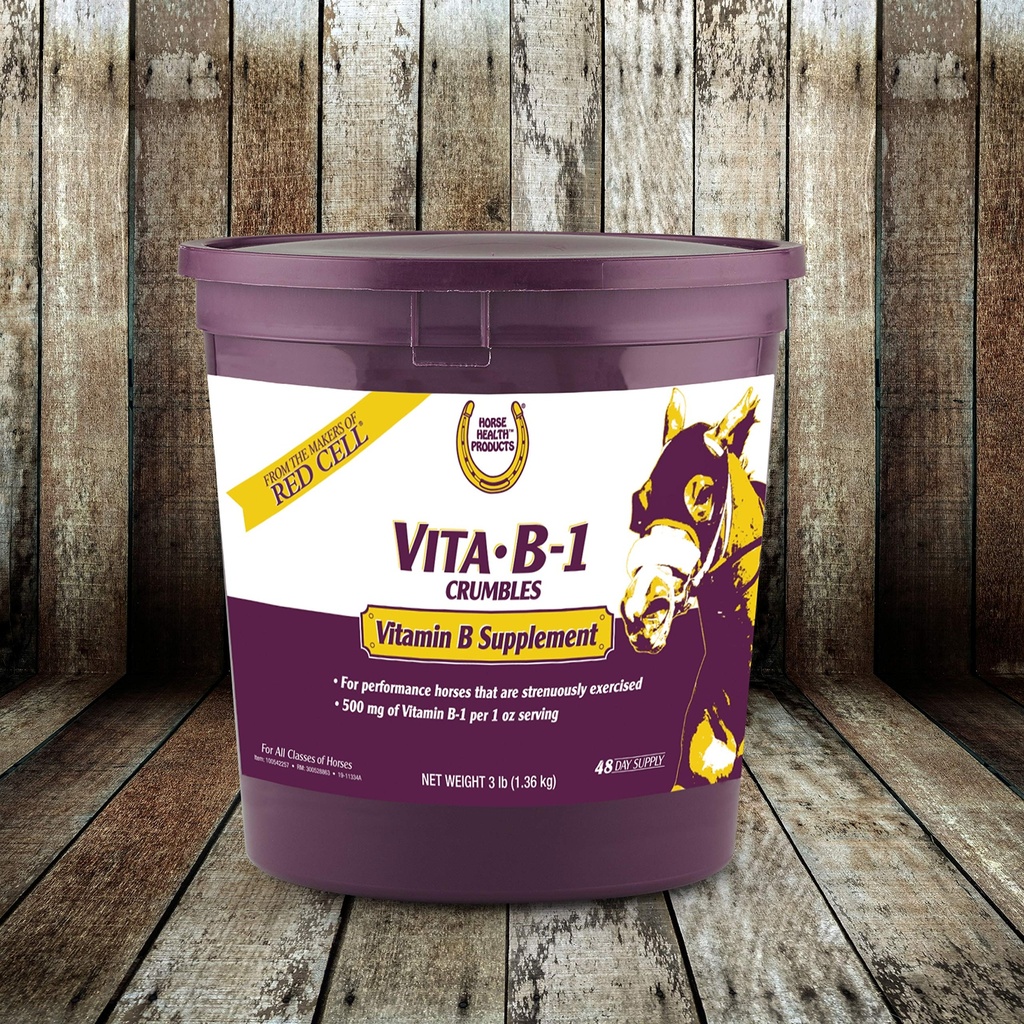 Farnam Horse Health Vita B-1 Crumbles dodatek pro koně, podporuje optimální svalovou aktivitu a metabolismus pro výkon, 3 libry, 48 dní dodávky