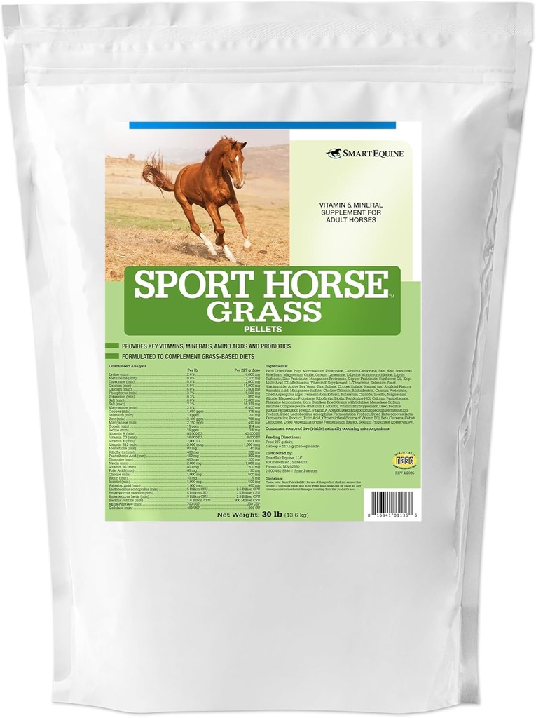Sport Grass Pellets current 124; Koňská probiotika, Prebiotika, Vitamíny & Minerály, Koňský vitamín E dodatek pro athlet Equines current 124; Poskytuje aminokyseliny pro podporu svalů 124; 30 liber Bag