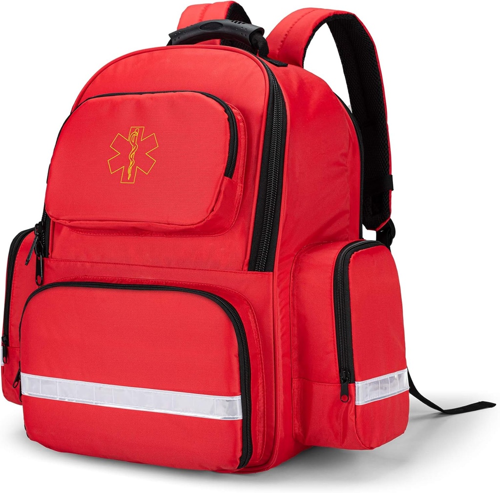 Trunab První Responder Taška Trauma Backpack Prázdný, Zdravotnické nouzové kity Schránka pro EMT, EMS, policie, hasiči, bezpečnostní důstojníci - patentovaný design červená