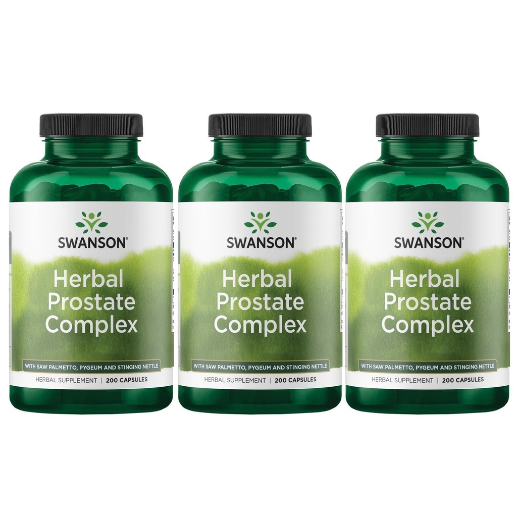 Swanson Herbal Prostate Complex - Pánské doplňky - Funkce Pygeum, Saw Palmetto & Strhující Nettle - (200 Kapsle) (3 Pack)
