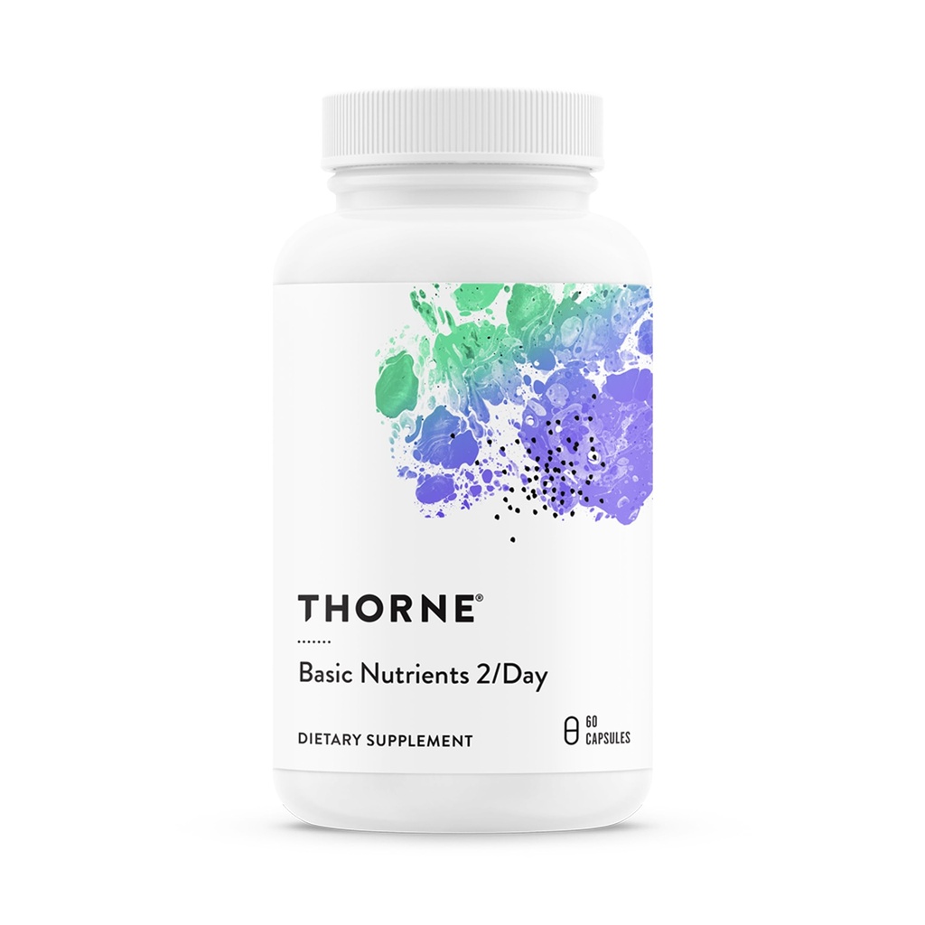 THORNE - Základní výživa 2 / den - Komplexní denní multivitamin s optimální biologickou dostupností - Vitamin & Minerální vzorec - Gluten, mléčný a sójový - 60 Kapsle - 30 Servings