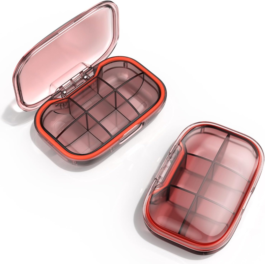6 Kompartment Travel Pill Box, Pill Organizátor Moisture Proof Pill Pouzdro, Malé Pill Box pro kapesní kabelku, Denní portable Medicine Vitamin Box, Fish Oil Box, Doplněk Box (Orange)