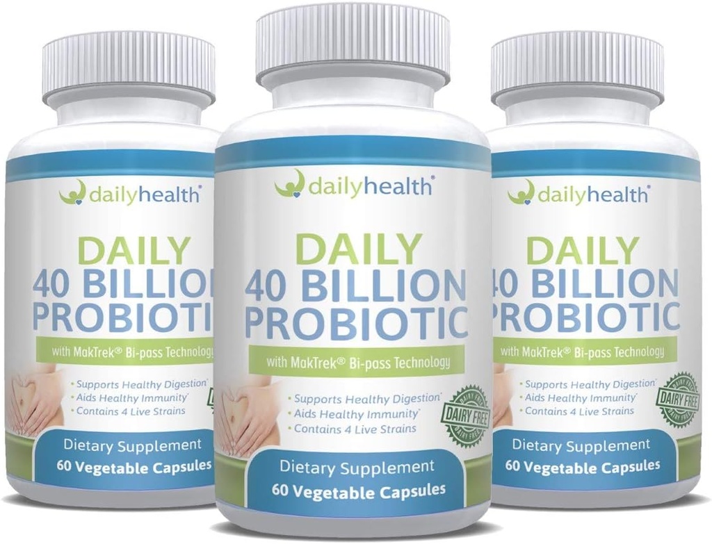 Denní Probiotické 40 miliard CFU MakTrek Bi-Pass Technologie Digestion Imunitní zdraví 180 Veggie Kapsle