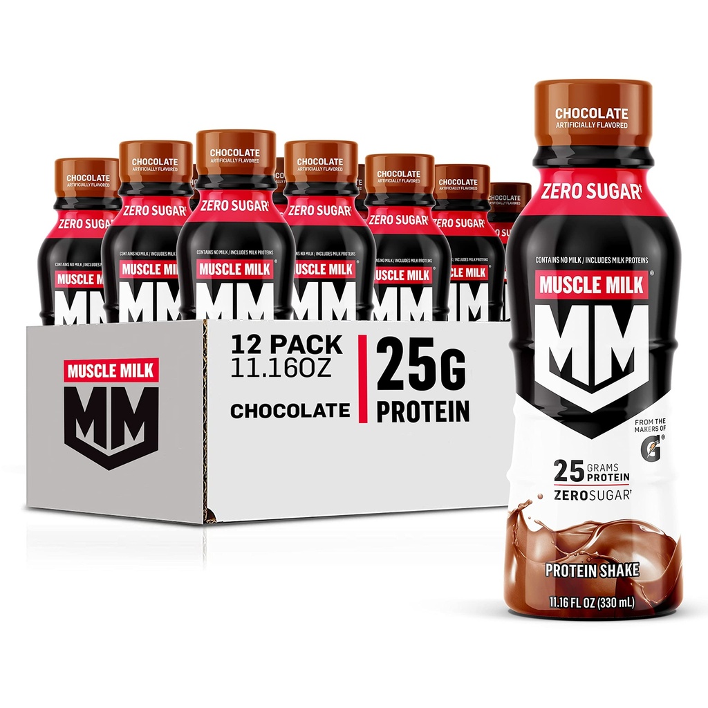 Muscle Milk Genuine Protein Shake, Chocolate, 25g Protein, 11.16 Fl Oz (balení po 12), Balení květen Vary