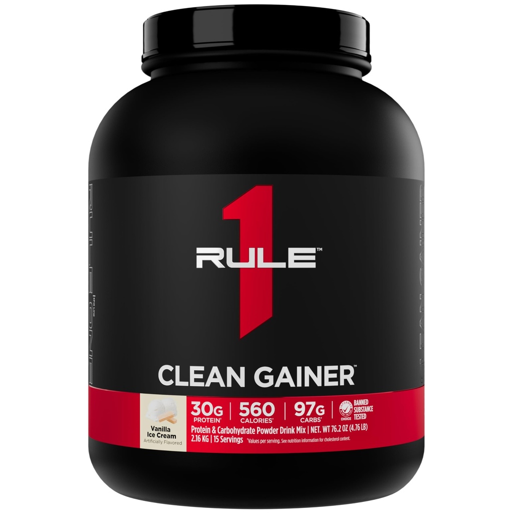 Pravidlo 1 Clean Gainer - High-Protein Lean Gain Formule s 560 kalorií, 30g Full-Spectrum Protein, Over 90g Carbs, Under 6g of Fat (15 Servings, Vanilla Ice Crème)