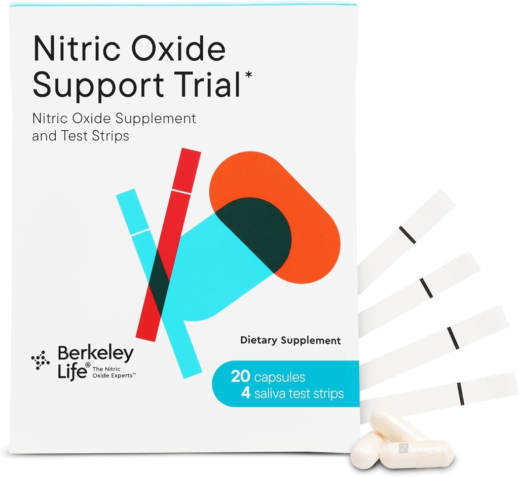 Berkeley Life Professional - Nitric Oxide Booster & Test Strips - 20 denní kapsle a 4 zkušební pásky - Zkušební balení