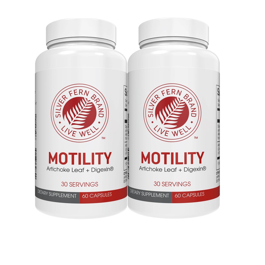Silver Fern Brand Motility- Non- Laxativní zácpa a pomalá motilita zvýšení - 120 Kapsle, 60 Day Supply - Obsahuje Artichice Leaf, Tender Okra Pods, & Zimní třešeň