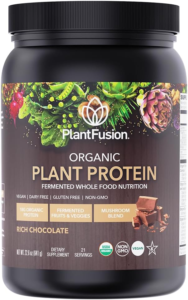 SOTRU Organic Vegan Protein Powder - All Food, Plant Based Protein Powder with Green Superfoods, Enzymes & Probiotics - USDA Certified Organic, Non- GMO, Gluten- Free - Chocolate 18.5 oz, 21 Servings