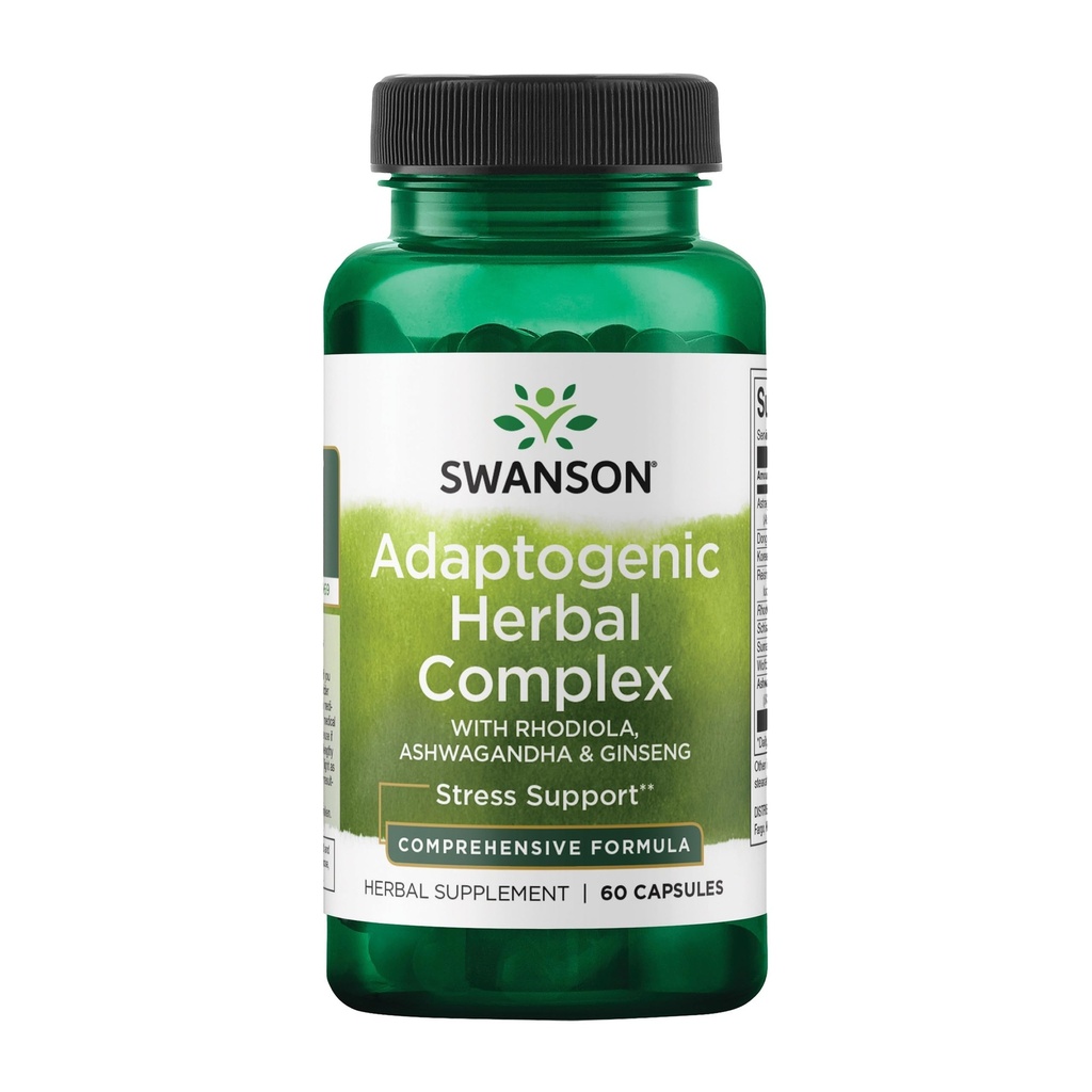 Swanson Rhoddiola Ashwagandha Ginseng Komplexní energetická imunitní funkce Nervový systém Podpora stresu Adaptogen Herb Dodatek 60 Kapsle