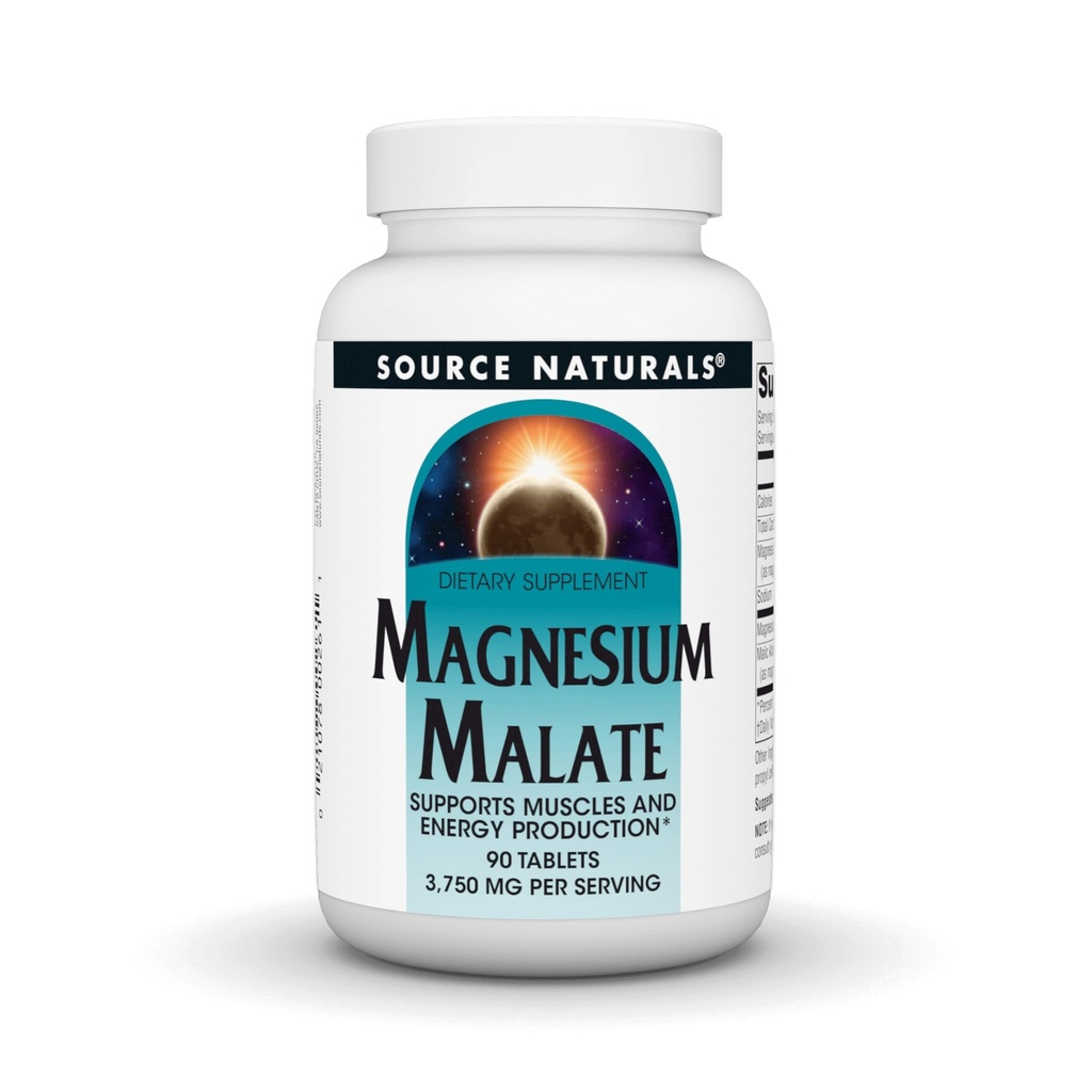 Zdroj Naturals Magnesium Malate, Podporuje tvorbu svalů a energie *, NonGMO, Vegetarian Friendly Magnesium Dodatek, 3,750 MG per Serving - 90 Tablet