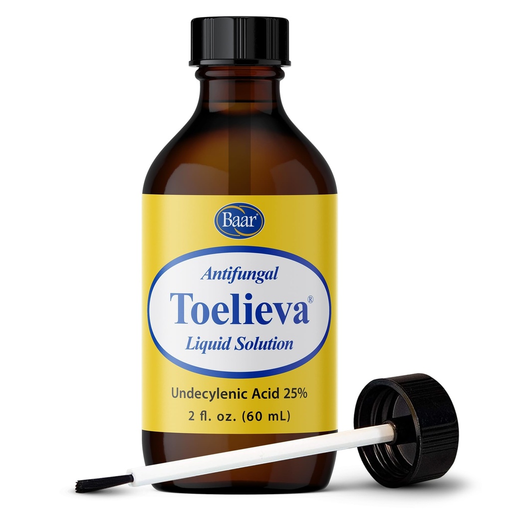 Baar products - Toelieva Antimykotické kapalné roztoky - 25% Undecylenová kyselina, Organický olivový olej, Grapefruit Seed Extract - Maximální síla - Fights Fungus Under & Around Toenails - 2 oz