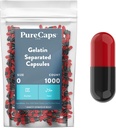 PureCaps USA - Prázdná želatina Kapsle Velikost 0 CZ124; 1000 Oddělené pilulky CZ124; Black / Red CZ124; Non- GMO Certified CZ124; SLS, gluten, konzervativní zdarma