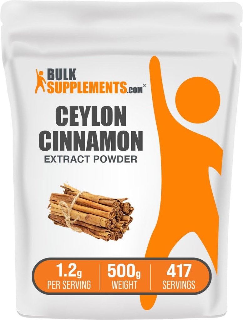 Bulksupplements.com Skořice Bark Extract Powder - Ceylon Skořice Dodatek, Bylinný dodatek - Vegan & Gluten Free, 1.2g per Serving, 500g (1,1 lbs) (balení po 1)