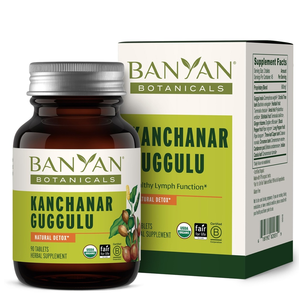 Banyan Botanicals Kanchanar Guggulu Tablety - Organic Lymph dodatek s Guggulu Resin - Podporuje zdravé odstranění přírodních toxinů * - 90 Tablety - Non- GMO Udržitelně Sourced Vegan