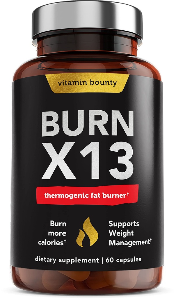 Vitamin Bounty Advanced termogenní spalovač tuků pro muže a ženy - Burn X13 doplněk hubnutí s 13 výkonných ingrediencí - Metabolismus Booster, Energy & Appetite Control - 60 Kapsle