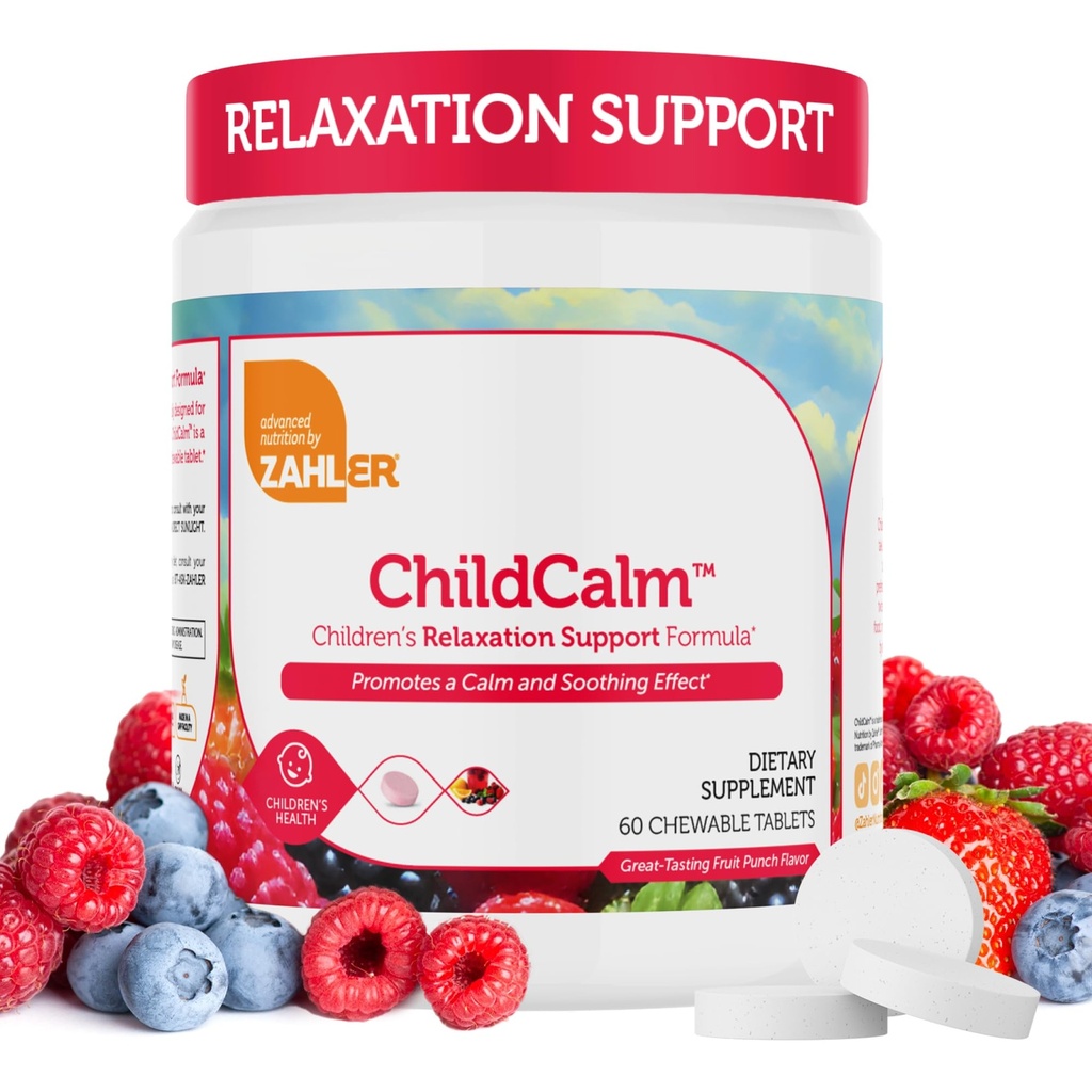 Zahler ChildCalm, Košer Ovocný punč Žvýkací hořčík pro děti - Přírodní klid, Mood Support, a relaxace - Uklidňující děti doplněk hořčíku Děti Magnesium, 60 Tablety