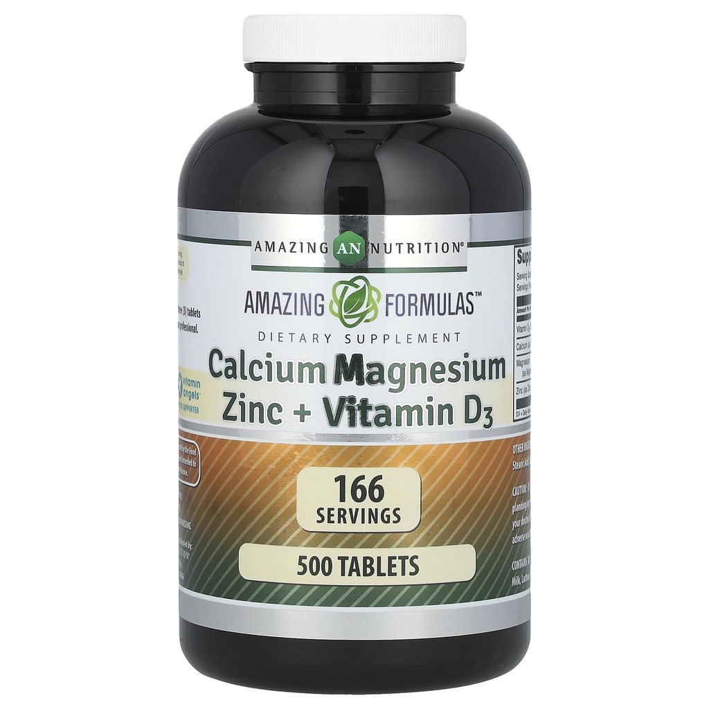 Úžasné vlastnosti vápníku hořčík zinek + vitamin D3 dodatek 124; 500 tablety 124; Non- GMO 124; gluten- Free FLAVIS 124; Vyrobeno v USA