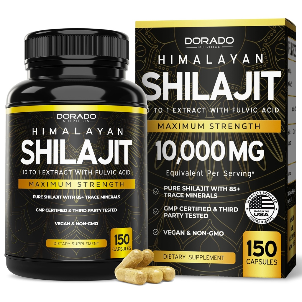 Shilajit Kapsle s 85 + Stopy Minerály (75 Day Supply, 1000mg Extract per Serving) Himalayan Shilajit pro muže a ženy s Fulvic Acid - Třetí strana Tested dodatek, non GMO, Vegan & USA Made