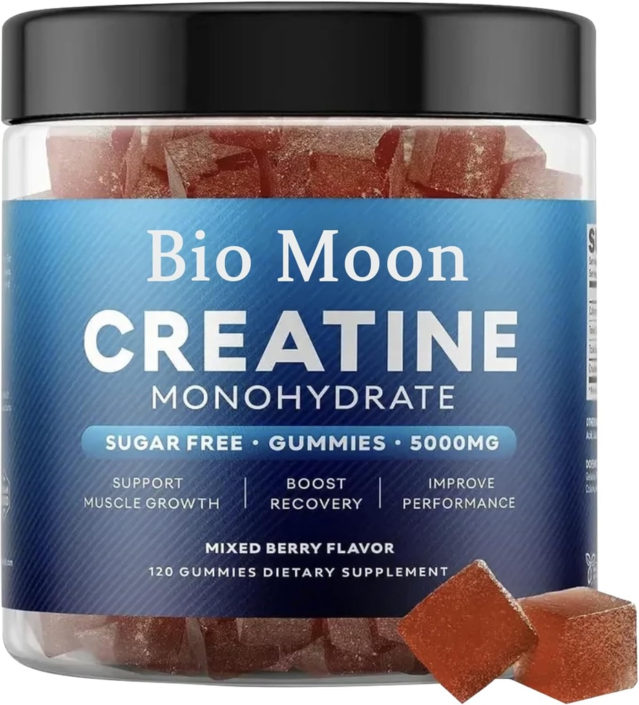 Tvorba monohydrátů Gummies 5000mg pro muže a ženy, Žvýkačky Tvorba Monohydrát pro svalovou sílu, Energy Boost, Předcvičení dodatek (120 Počet) - Smíšené Berries Flavour