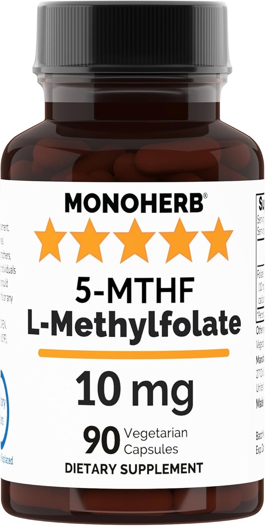 MONOHERB L- methylfolát 5-MTHF 10 mg - 90 Vegetariánských kapslí - Methylfolát dodatek