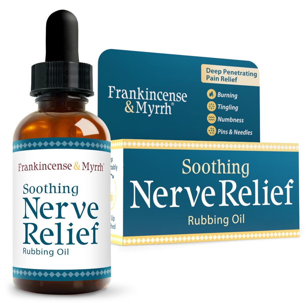 Frankincense & Myrrh Soothing Nerve Relief Rubbing Oil, Neuropatie Pain Relief for Hands & Feet - s mentholem a Frankincense Essential Oils, 2 Fl. Oz. Maximální síla pro nohu