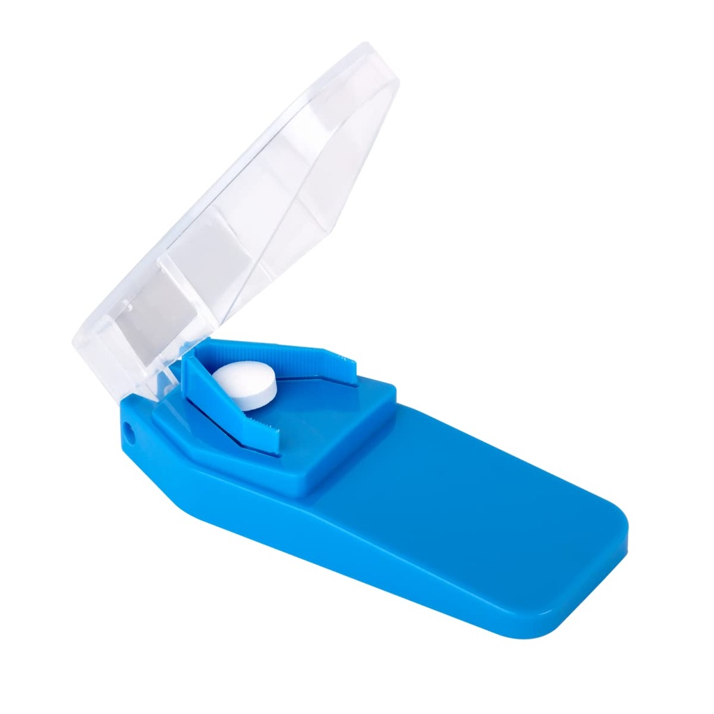 EZY DOSE Pill Cutter a Splitter, Bezpečné říznutí velké, malé a malé pilulky, Vitamíny, Tablety v polovině, Přesné snadné řezání, nerezová ocel čepel, Cestování, Snadno použitelné, Barva May Vars, BPA zdarma