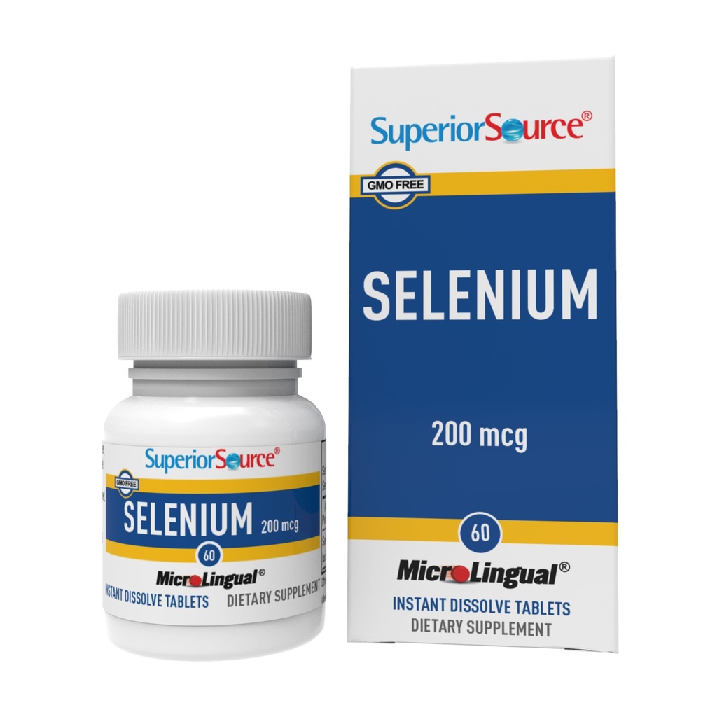 Superior Source Selen 200 mcg - Imunite Health Supplementary - Selenomethionin Tablety pomoc štítné žlázy funkce - Doplněk Podpory Recyklace vitaminu E - 60 Instant Disolvat Tablety