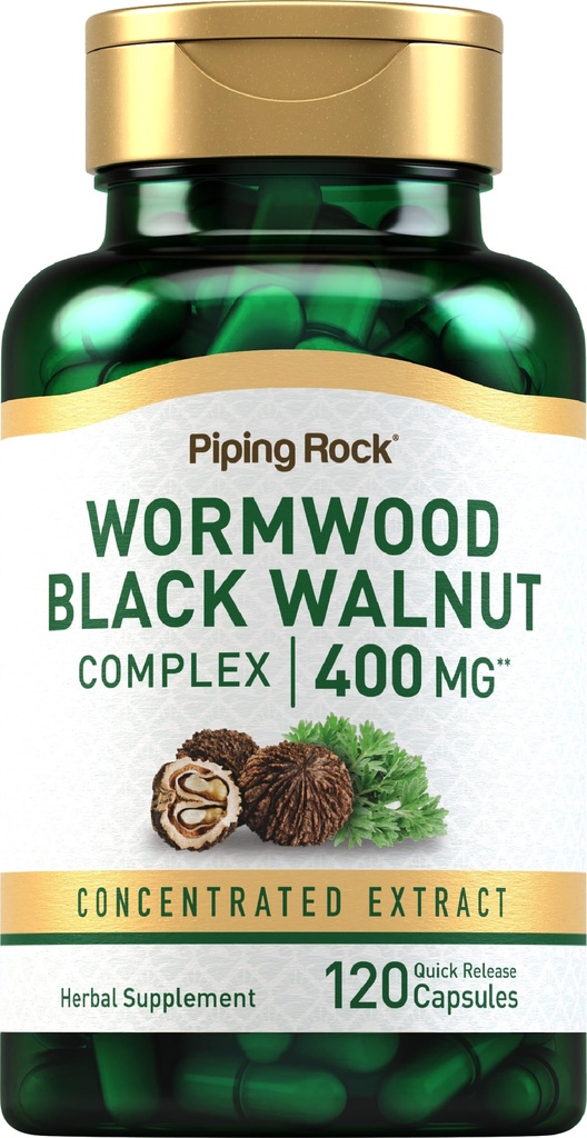 Piping Rock Wormwood Black Walnut Kapsle 400mg 600mg 124; 120 Počet 124; Bylinné Extract Complex 124; Non- GMO, gluten zdarma dodatek