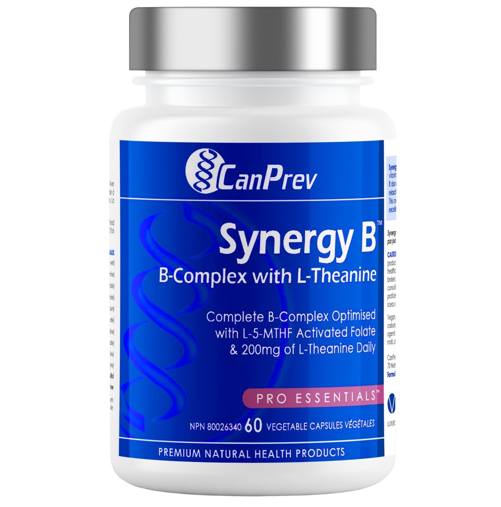 CanNit Synergy B Komplex s L- Theanine 60 Kapsle 30- denní dodávky - Podpora duševní relaxace, zlepšení energie, kognitivní jasnost a podpora těla & mysli - Vegan, Non- GMO a gluten- zdarma