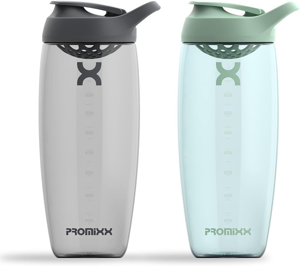 Promixx Pursuit protein Shaker Bottle (32 oz) - Silent No-Ball Mixer, Leak-Proof Lid, BPA / BPS & Phtalate-Free ECOZEN - Easy- Clean Shaker Cup for Protein Shakes, Pre & Post- Workout Smoothies