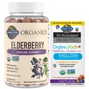 Zahrada života Organics Elderberry Gummies pro dospělé a děti - Imunitní Supplement & Dr. Perceated Probiotics Organic Kids + Plus Vitamin C & D - Berry Cherry