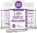 Premium 5-HTP Plus doplněk 250mg Maximální síla - Spánková pomůcka, Mood Boost, Promotes klid a relaxace, Podpora řízení stresu - Vylepšená s vitamínem B6, Lepek zdarma, Non- GMO, 60 Veggie Caps