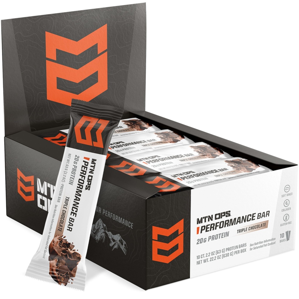 MTN OPS Triple Chocolate Mudslide Protein Bary, High Protein s syrovátkovým koncentrátem a syrovátkovým koncentrátem a kolagenem, nízký cukr, gluten zdarma, 10 Počet