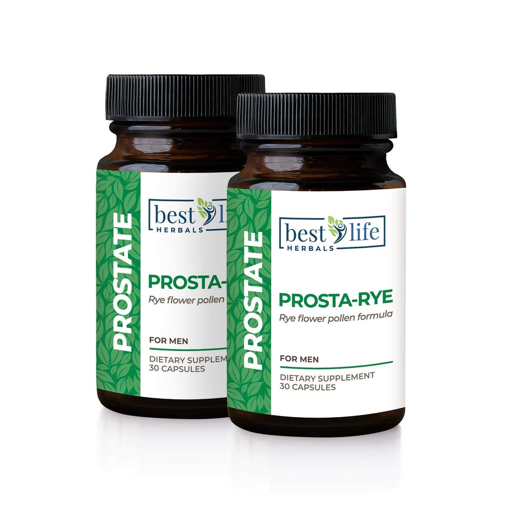 Best Life Herbals Prosta- Rye - Přírodní doplněk prostaty pro muže zažívající zvětšený prostatu, časté močení, Nadaktivní močová měchýř - 2 láhve, 60 Kapsle