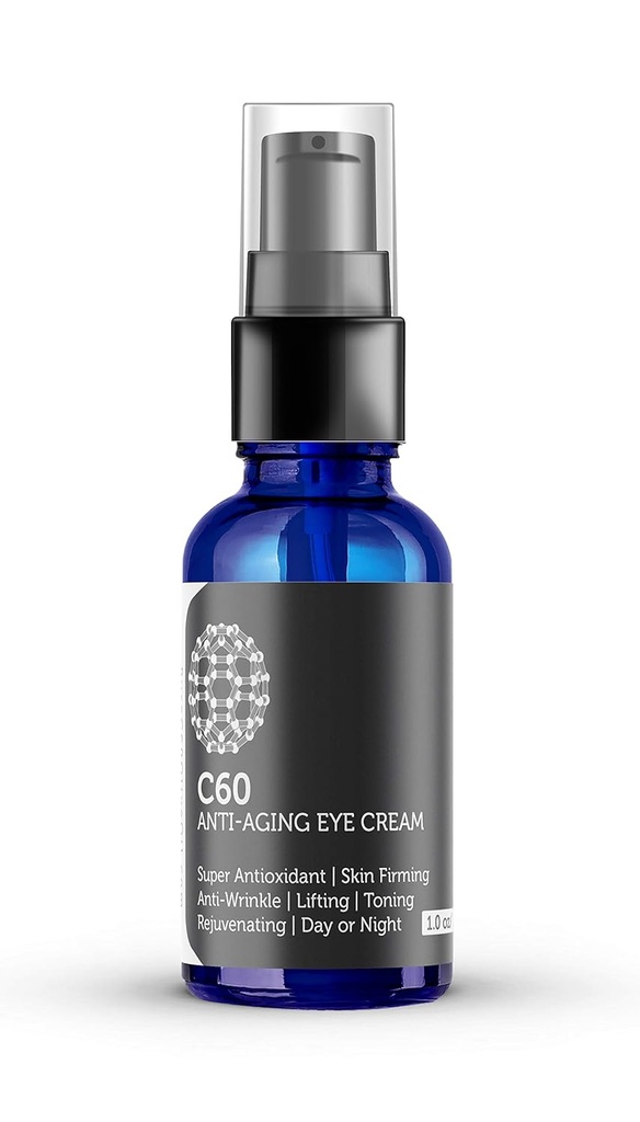 C60 Anti- Aging Eye Cream 30 ml s Matrixylem 3000, Tripeptide-5, Hydratační Botanická hyaluronová kyselina a vitamin C pro muže a ženy Vyrobeno s organickými složkami