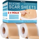 Silikonové jizvy Prostěradla (2 Rolly), Zdravotnická třída Silikonová Páska, Odstranění Jizvy pro Acne, Spalovací Jizvy C-Section & Keloidní chirurgie Prostěradla pro léčbu - 8 Měsíční dodávka