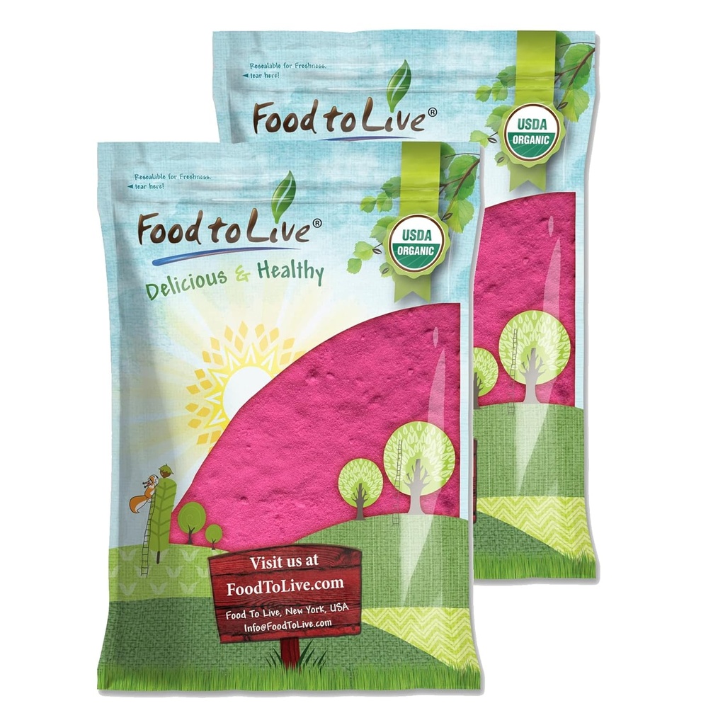 Organic Dragon Fruit Powder, 16 liber - Non- GMO, Raw Pitahaya, Vegan, Bulk, Obsahuje maltodextrin
