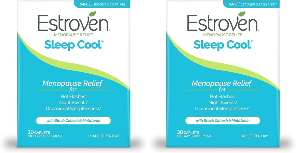 Estroven Sleep Cool pro Menopauze Relief, 30 Ct, Sleep Supplement s klinicky osvědčené ingredience k úlevě Menopauze příznaky plus noční poty a horké Flash Relief, Drog- Free & gluten- Free